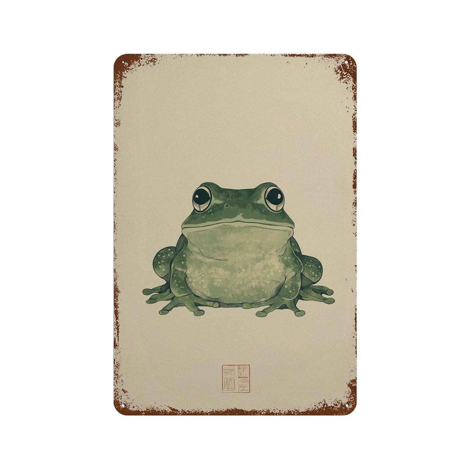 xiaoxiaoshen Japanese Frog Style Animal Traditional Nature with Green Woodland Wildlife Work Wall Decor Art Metal Tin Poster Modern Home Decor Art Home Bar Shop Decorations Vintage Sign 30x20cm