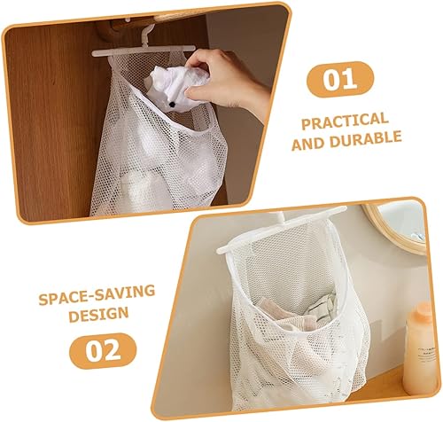 Miniatura 8 de CIYODO Línea de ropa bolsa colgante de malla clip multiuso pinzas de poliéster blanco