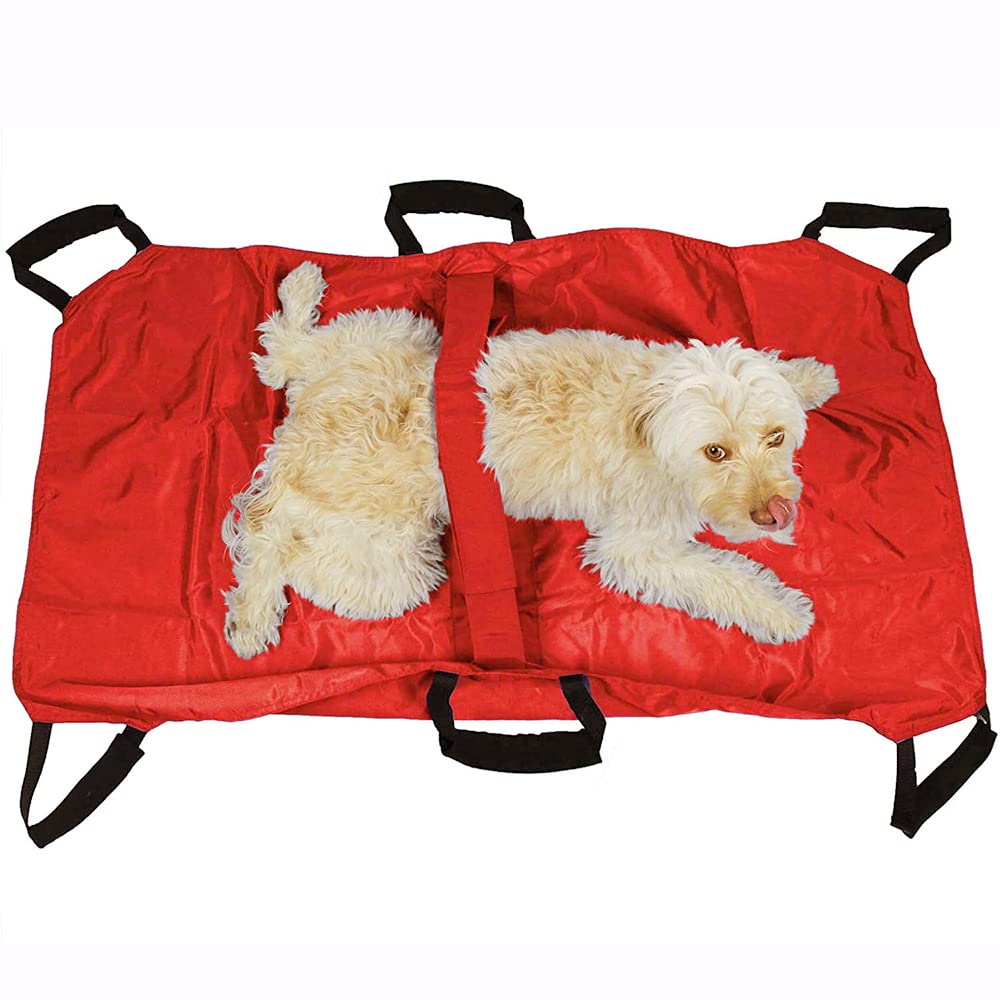 Red Animal Stretcher Pet Trolley, 47 * 29 Inch, Max 242lbs Capacity, Ideal for Large Dog Breeds, Veterinary Transport, Pet Emergency Care (Red)