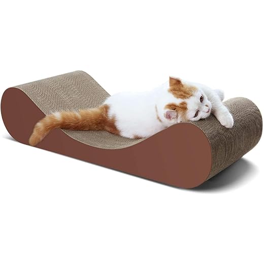 FluffyDream Bone Cat Scratcher Cardboard Lounge Bed, Cat Scratching Post, Durable Board Pads Prevents Furniture Damage