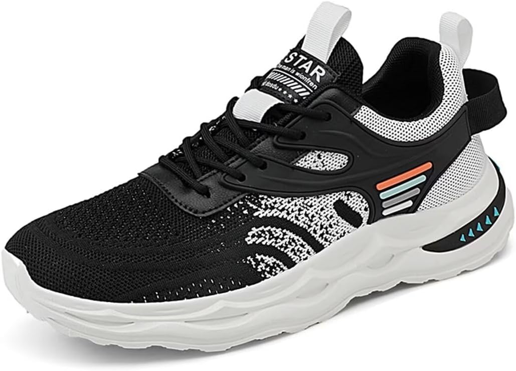 GSLMOLN Men’s Walking Shoes Stylish Breathable Durable Sneakers Non Slip Sole for Jogging Fitness Lightweight Breathable Casual Sporty Design with Stripes Plaid All-Season Wear