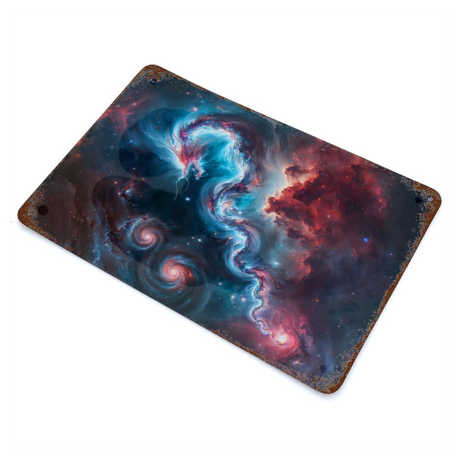 Rust Effect Nebula Dragon Wyrm Art Weathered Tin Sign 11.8"x7.9", Classic Wall Plaque for Living Room, Hallway And Home Decor