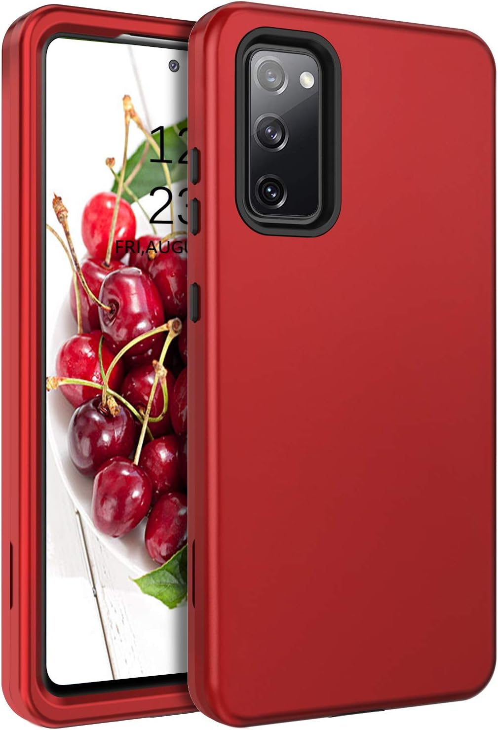 BENTOBEN Samsung Galaxy S20 FE Case, 3 in 1 Heavy Duty Rugged Shockproof Hard PC Bumper Protective Phone Cover for Samsung Galaxy S20 FE 5G/4G, Red