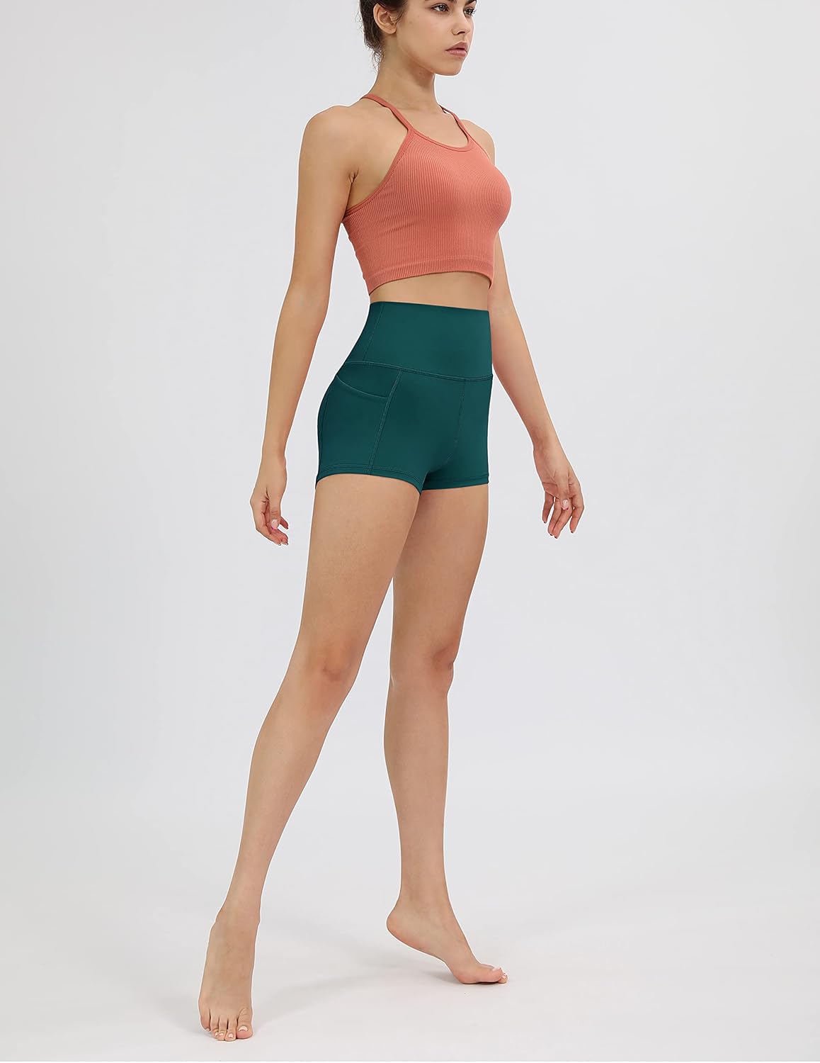 ODODOS Women's High Waist Biker Shorts with Pockets, Tummy Control Non See Through Workout Running Yoga Shorts : Sports & Outdoors