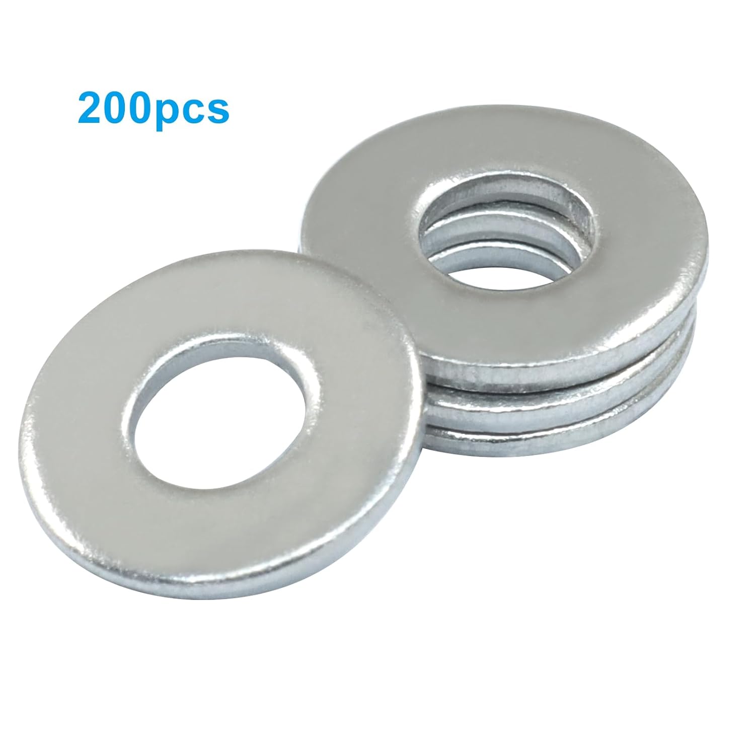 Hordion 200pcs #6 Stainless Steel Flat Washers, 3/8" OD Fender Washer for Home Improvement and Industrial Use