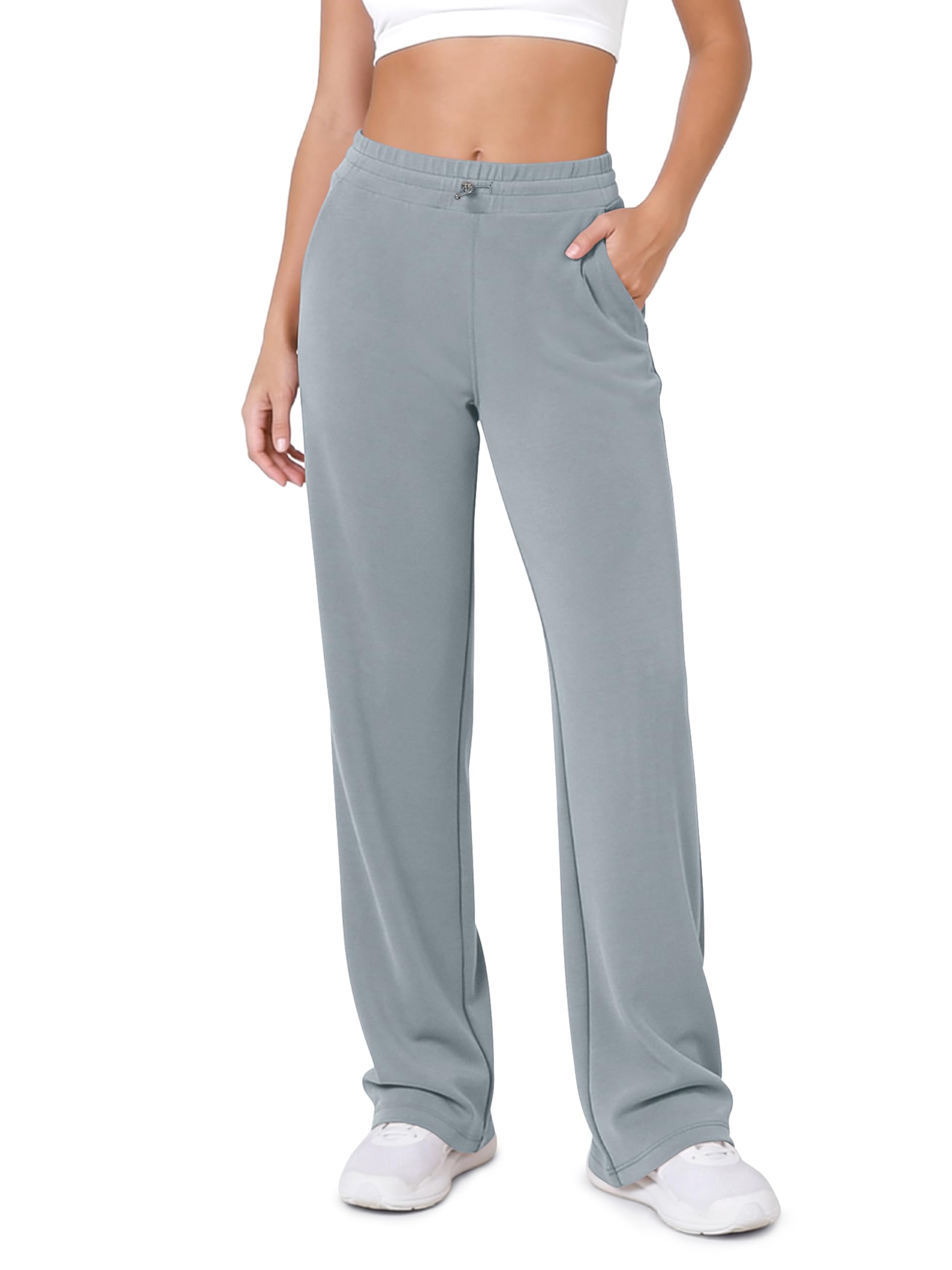 ODODOS Women's Modal Soft Wide Leg Pants with Pockets Adjustable Shockcord High Waist Casual Lounge Pants-27/29/31" Inseam