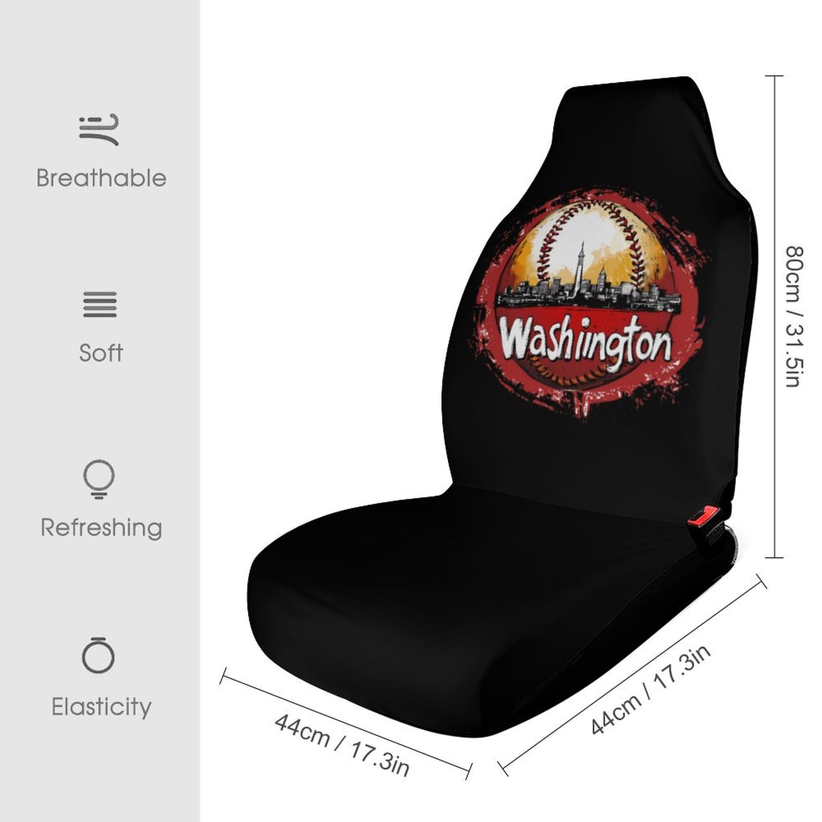 Baseball Fans Washington Car Seat Covers Universal Car Front Seats Protector Auto Interior Accessories 2PCS