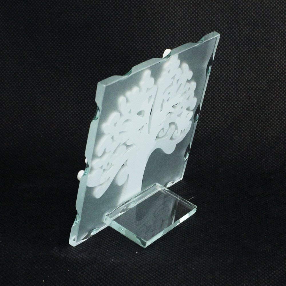 DLM-29892 (Kit 6 Pezzi) Icona in Vetro Cuore Sacra Famiglia e Albero della Vita in Legno Bianco Matrimonio Battesimo Comunione bomboniera