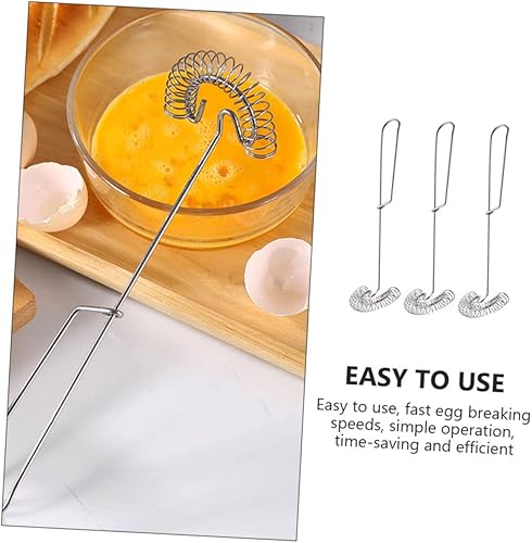 Miniatura 9 de Mezclador de acero inoxidable de 3 piezas, batidor manual de resorte, diseño ergonómico para batir eficientemente, herramienta de cocina para