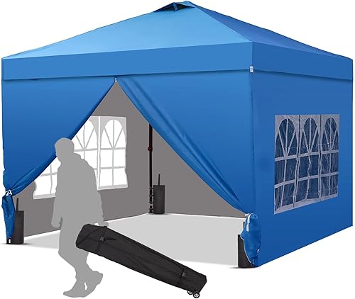 Miniatura 12 de Toldo desplegable de 10 x 10 pies, tienda de campaña instantánea para exteriores con bolsa de transporte, 3 alturas ajustables, portátil para Negro