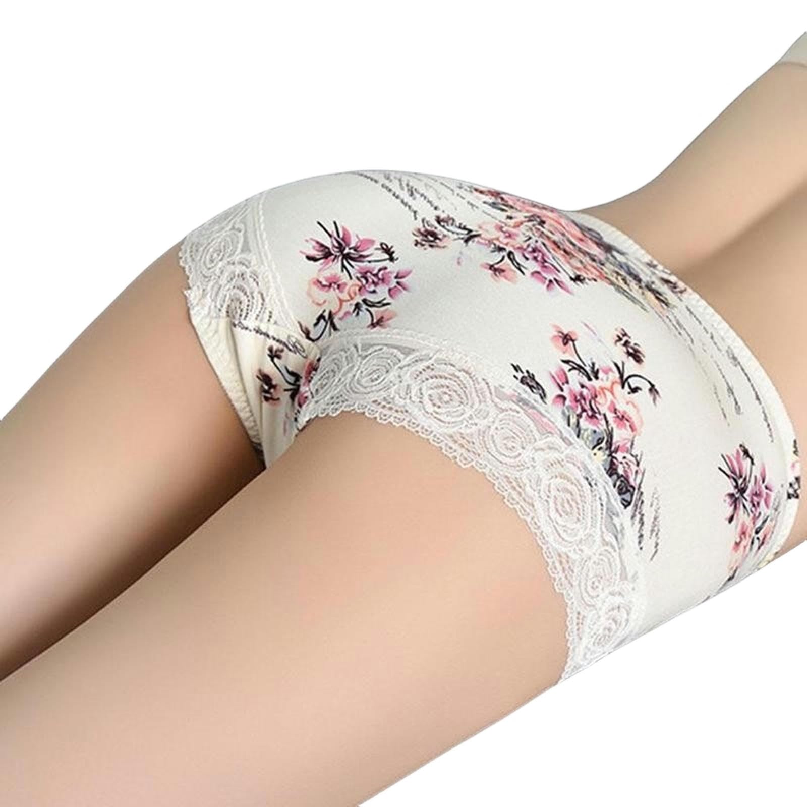 Slip Donna 3 Pacchetti Fiori di Cotone in Pizzo di Seta Ghiacciata Stampare I Slip da Donna A Vita Bassa