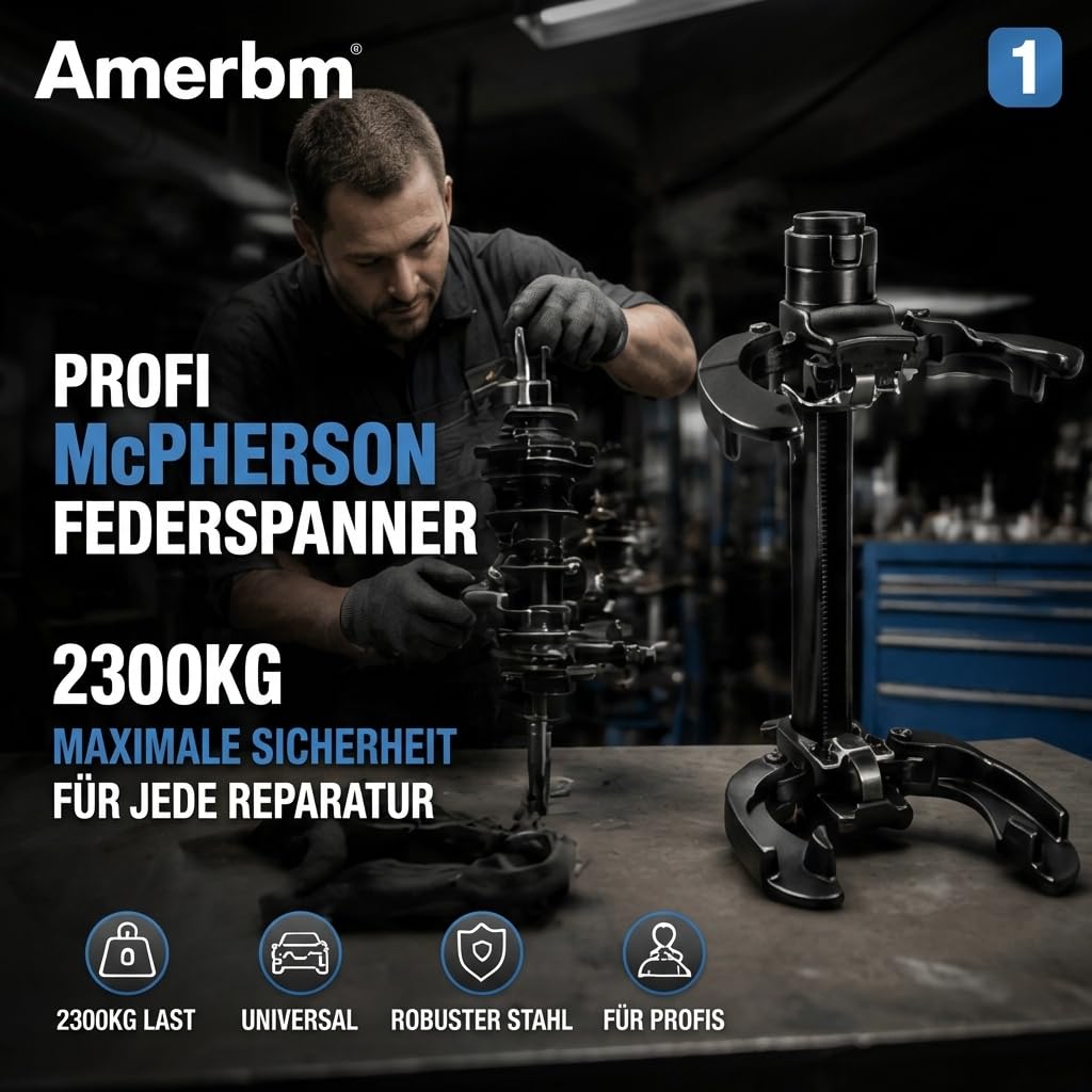 Juego de tensores de muelles de seguridad profesional para amortiguadores de coche y suspensión – tensor de suspensión universal McPherson 2300 kg – Herramienta especial para montaje de