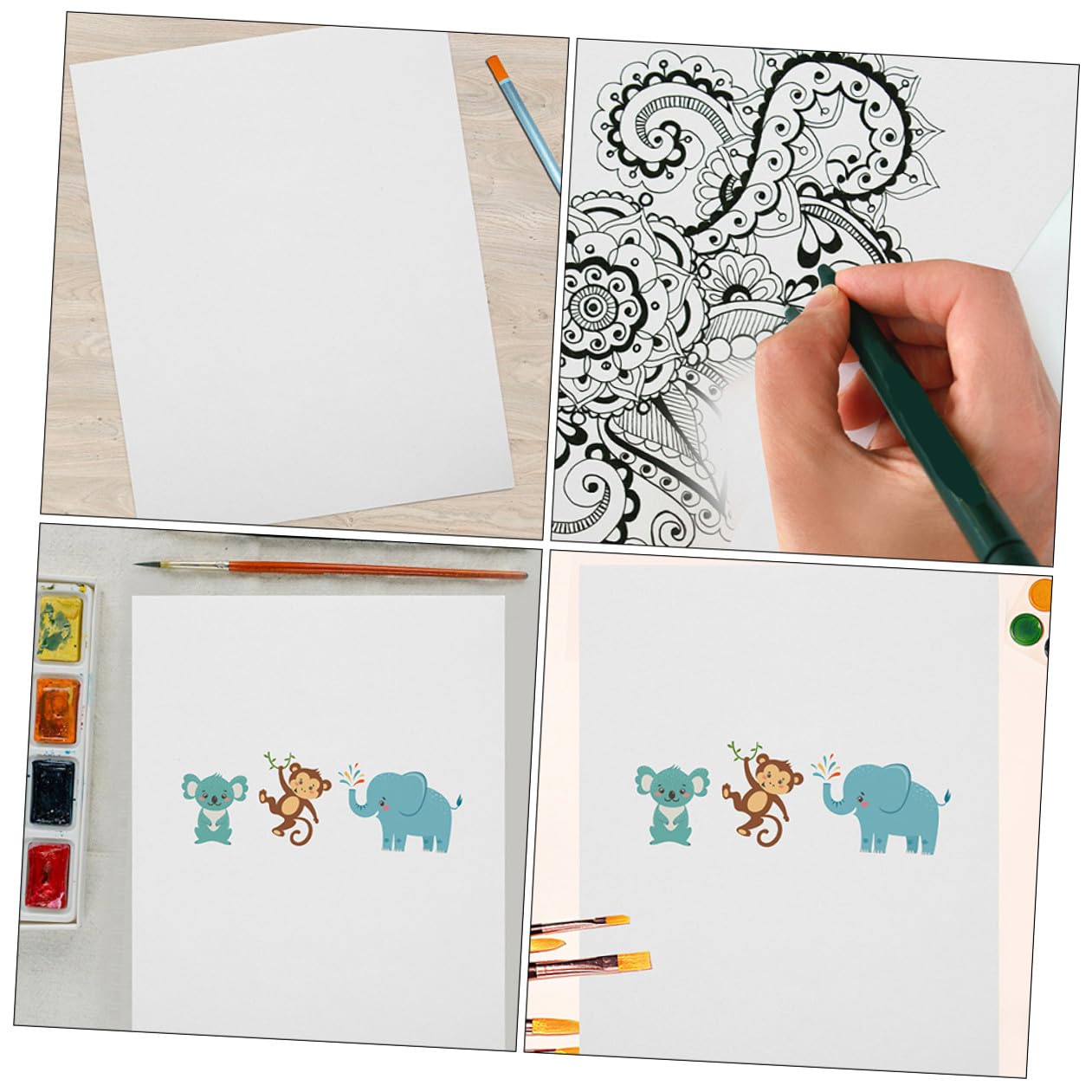GARVALON 100 Blatt Weißes Aquarellpapier für Kinder und Schüler 160g Schweres Papier zum Zeichnen für Schuleinsatz