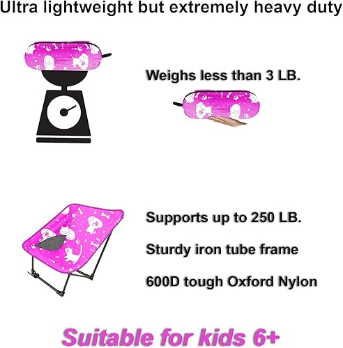 Miniatura 3 de Silla de campamento para jóvenes y niños, ultraligera, plegable y resistente, ideal para interiores y exteriores, para campamento, playa, deportes y