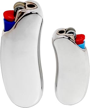 HUMWE Heavy-Duty Banana Shape Metal Lighter Case Cover Holder Sleeve Pouches Grasps Comfort for for BIC Full Size Lighter J6
