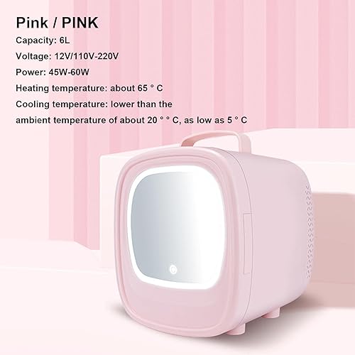 Miniatura 5 de ANZAGA Mini refrigerador cosmético, refrigerador de la belleza con la iluminación LED, refrigerador cosmético portátil 6L con la puerta del espejo,