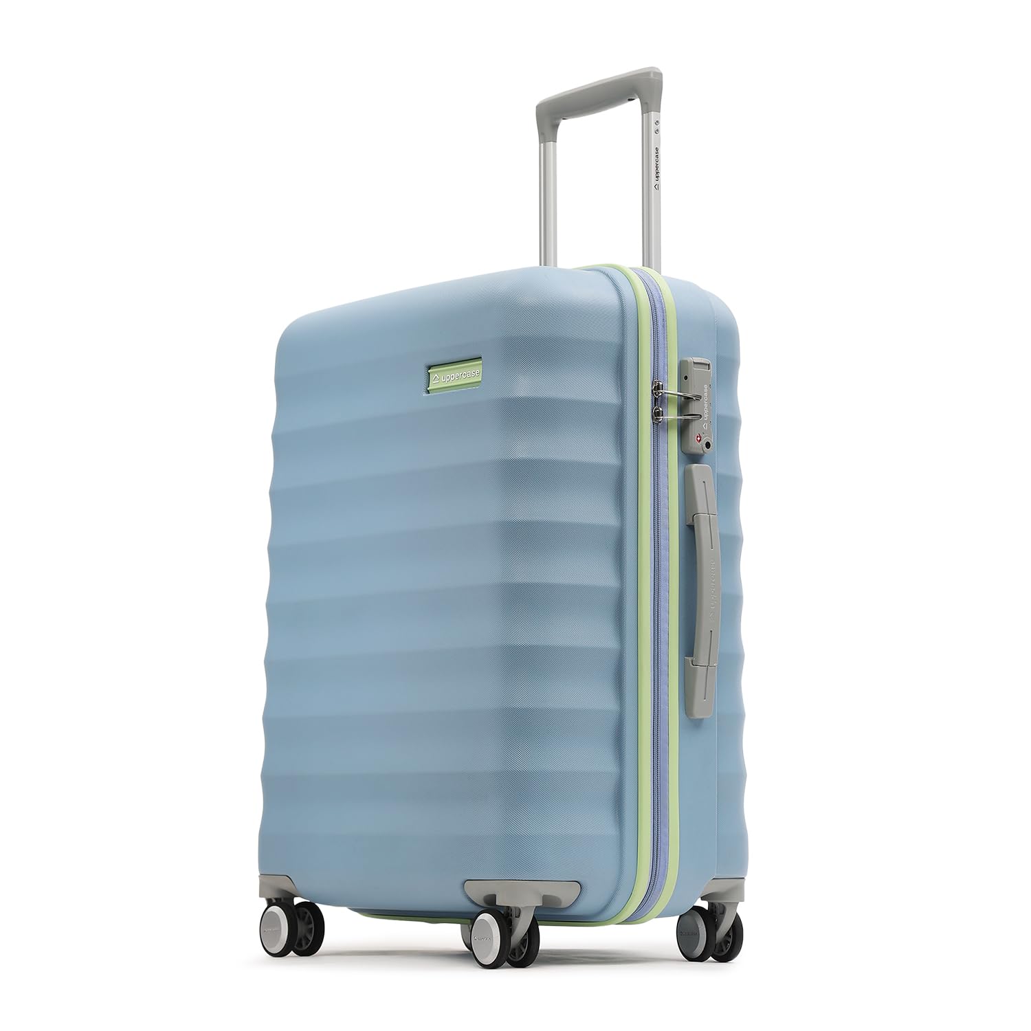 uppercase Polycarbonate (PC) Striker (Medium) 66 Cm, Spinner, Check-in Trolley Bag, Hardsided Anti-Scratch 8 Wheel Luggage, TSA Lock &, Suitcase for Unisex, 2000 Days Warranty (Power Blue)