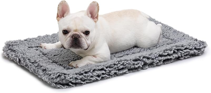 PELZIN Stoutwool Indestructible Dog Bed - Fluffy Chew Proof Dog Crate Pad - Tough Kennel Pad for Aggressive Chewers - Washable, Ideal for Medium Breeds & Fits 30-Inch Crate - 29"x18", Charcoal