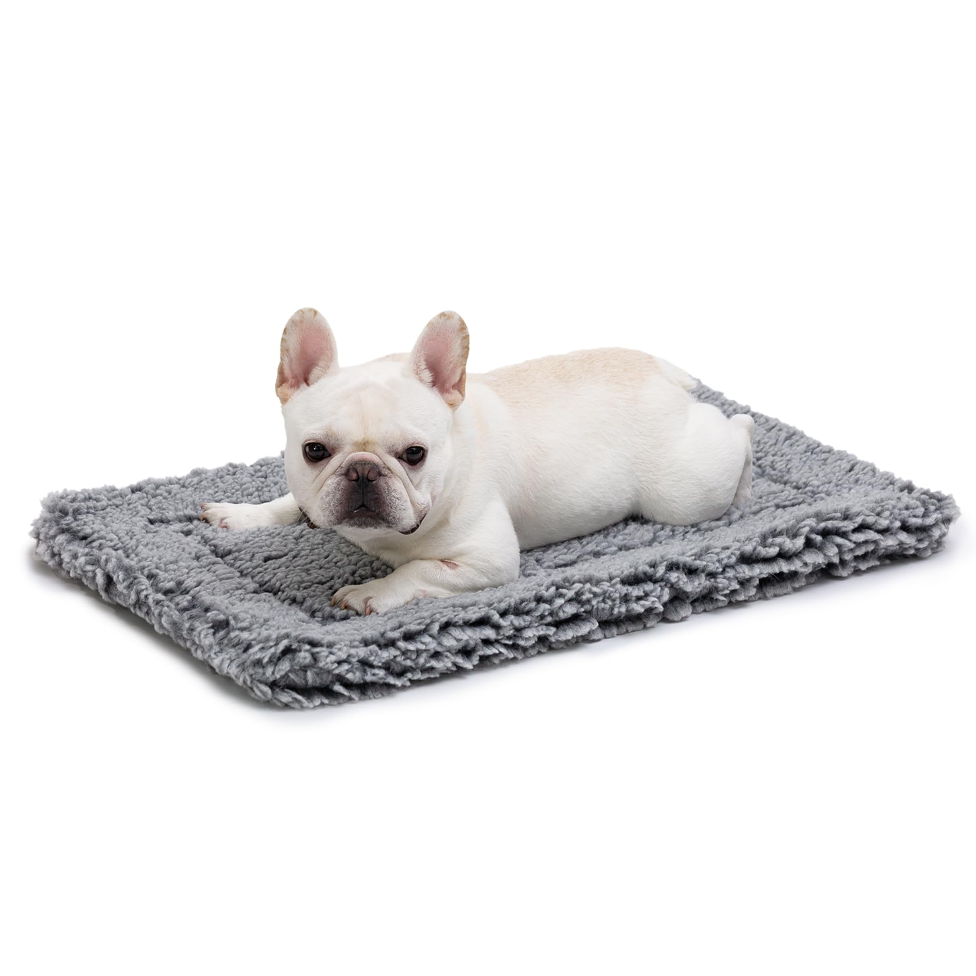 PELZIN Stoutwool Indestructible Dog Bed - Fluffy Chew Proof Dog Crate Pad - Tough Kennel Pad for Aggressive Chewers - Washable, Ideal for Medium Breeds & Fits 30-Inch Crate - 29"x18", Charcoal