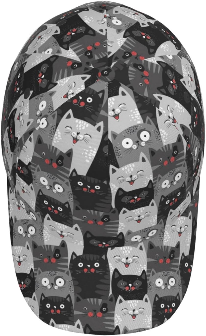 Cute Cat Print Hats Outdoor Cap Adjustable Cats Baseball Snapback Hat Cartoon Cat Cap for Women Men