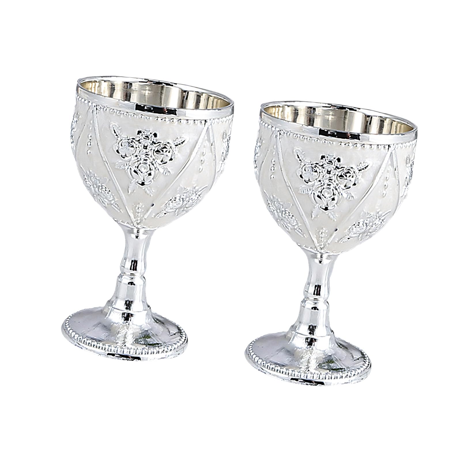 CAZSTYK 2Pcs Metal Chalices Goblet with Intricate Carving Wine Drinking Cups Shot Glasses Medieval Ornaments for Party Decors Medieval Metal Shot Glasses