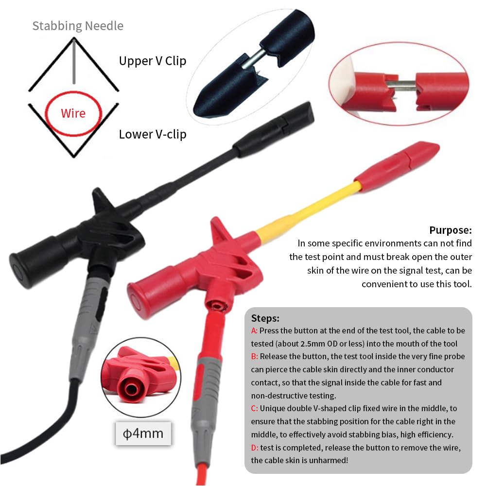 Kit de cables para multímetro,40 cables de prueba profesionales con conector banana de 4 mm macho a hembra de 4 mm,cables de prueba con conector banana doblado y más