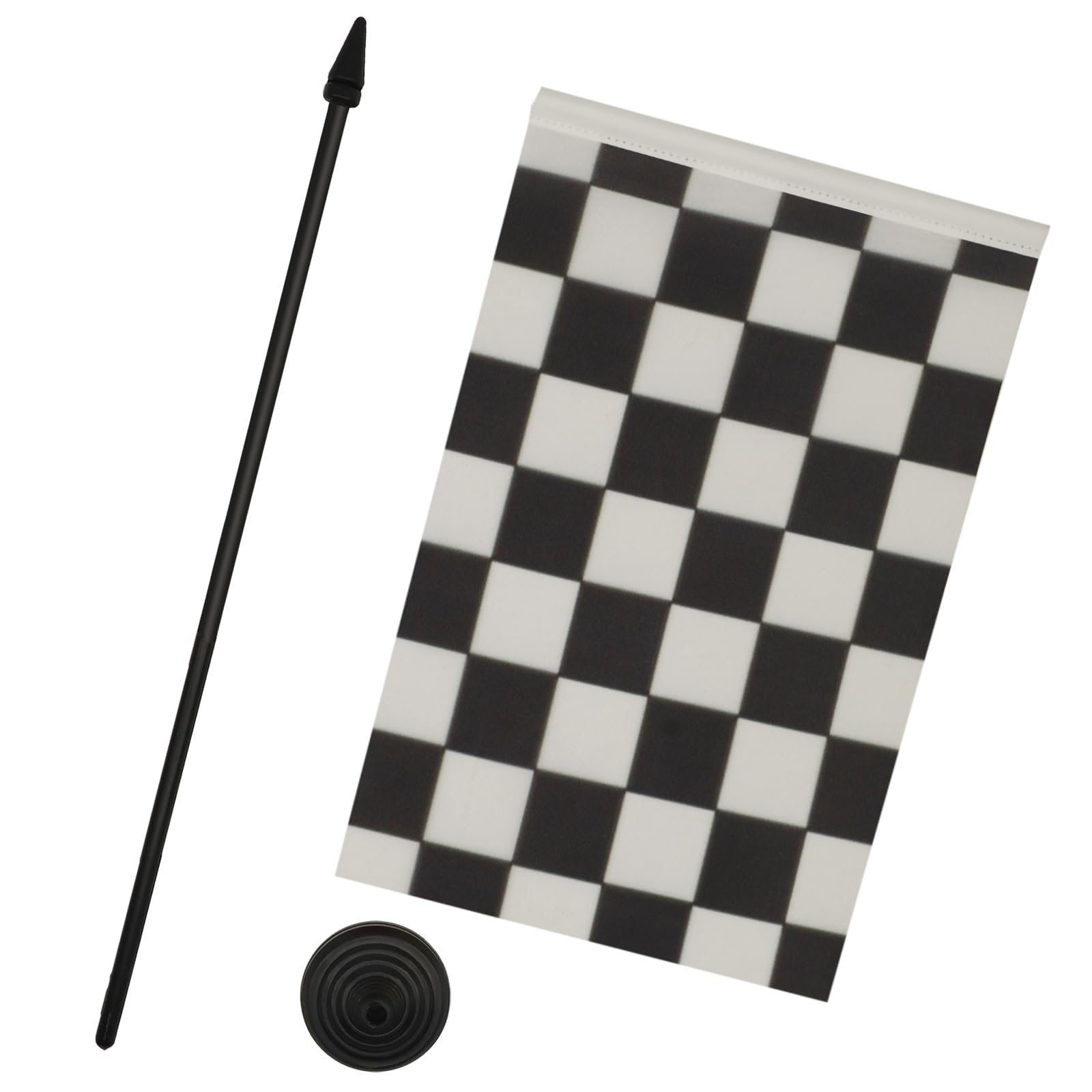 AZ FLAG Bandiera Da Tavolo A Scacchi Bianchi e Neri 21x14 cm - Piccola Bandierina Gara Automobilistica