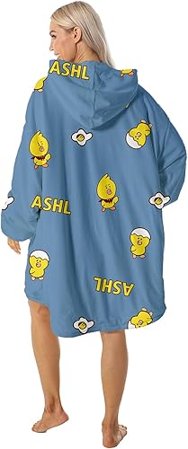 Miniatura 3 de Manta con capucha para adultos y niños, de franela de Navidad, con capucha, talla grande