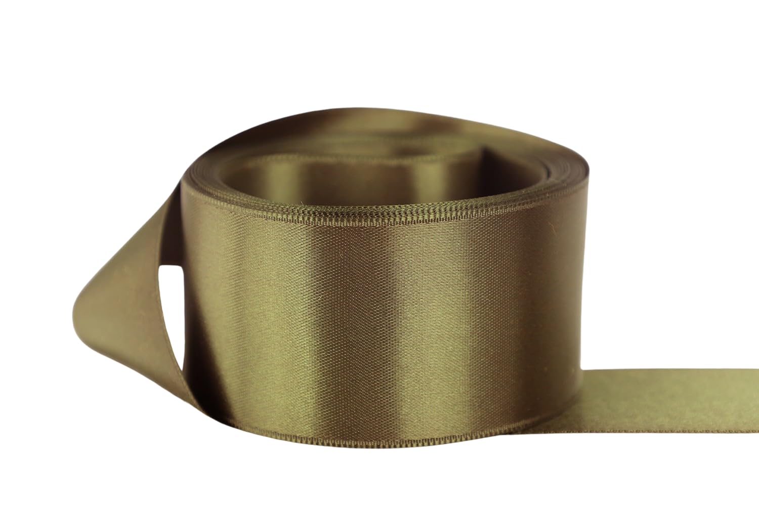 Ribbon Bazaar Double Faced Satin - Premium Gloss Finish - 100% Polyester Ribbon for Gift Wrapping, Crafts, Scrapbooking, Hair Bow, Decorating &amp; More - 1-1/2" Olive Drab 50yd Spool