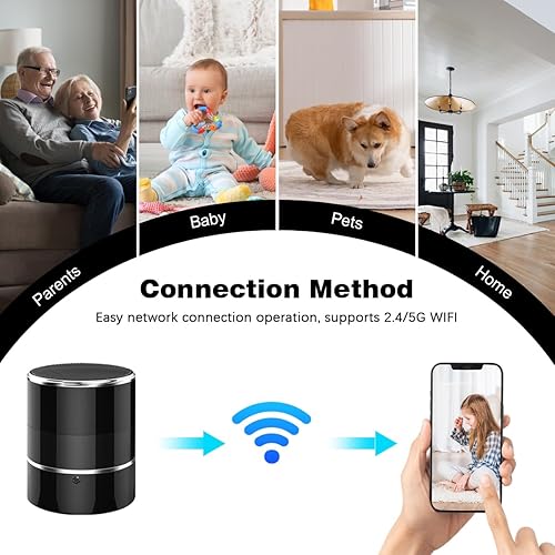 Miniatura 6 de Cámara espía WiFi oculta en altavoz Bluetooth con ángulo de visión de 240, cámaras de seguridad inalámbricas, aplicación de teléfono de cámaras de