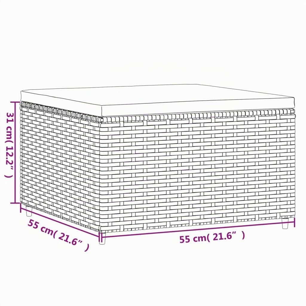 vidaXL Gartenhocker mit Kissen Grau Poly Rattan