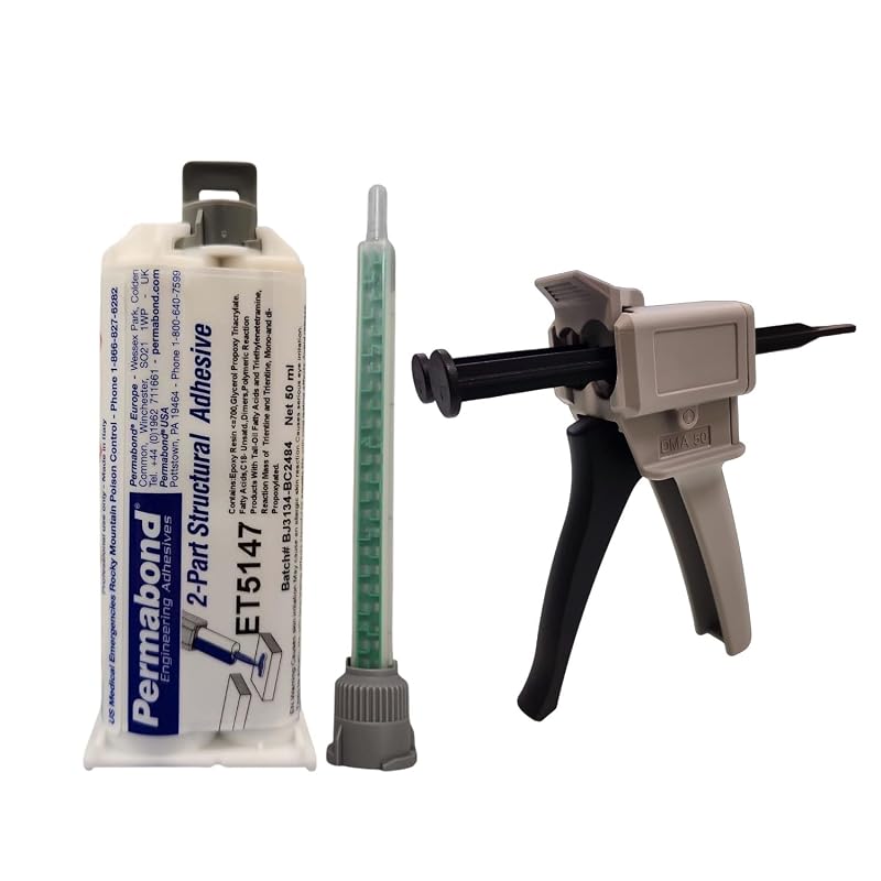 Adhesivo epóxico de grado alimenticio Permabond ET5147, kit de unión de dos partes, tiempo de curado de 40-60 min, blanco hueso (Kit dispensador completo, 50ML)