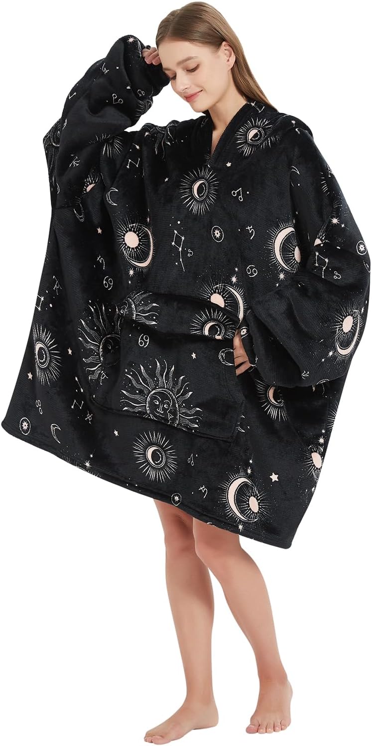 Fiosnow Sun and Moon Blanket Hoodies for Women and Men Adult Oversize Wearable Blanket Hoodies for Soft and Warm - Image 6