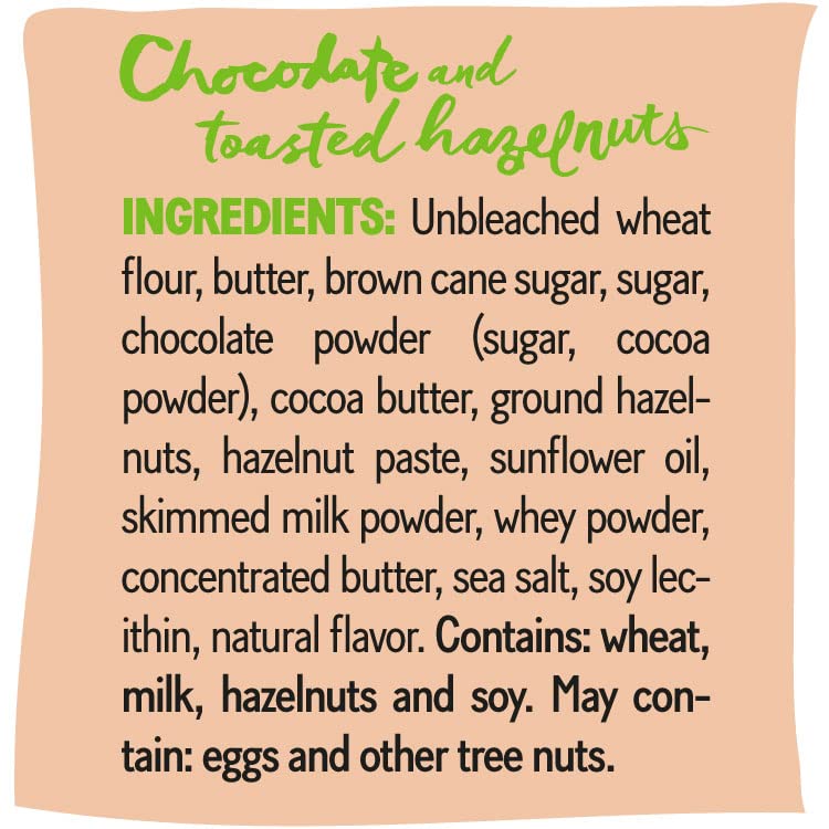 Miniatura 4 de Michel et Augustin Galletas, aperitivos envueltos individualmente, paquete de 3, chocolate con leche gourmet y mantequilla de avellana, 15 galletas