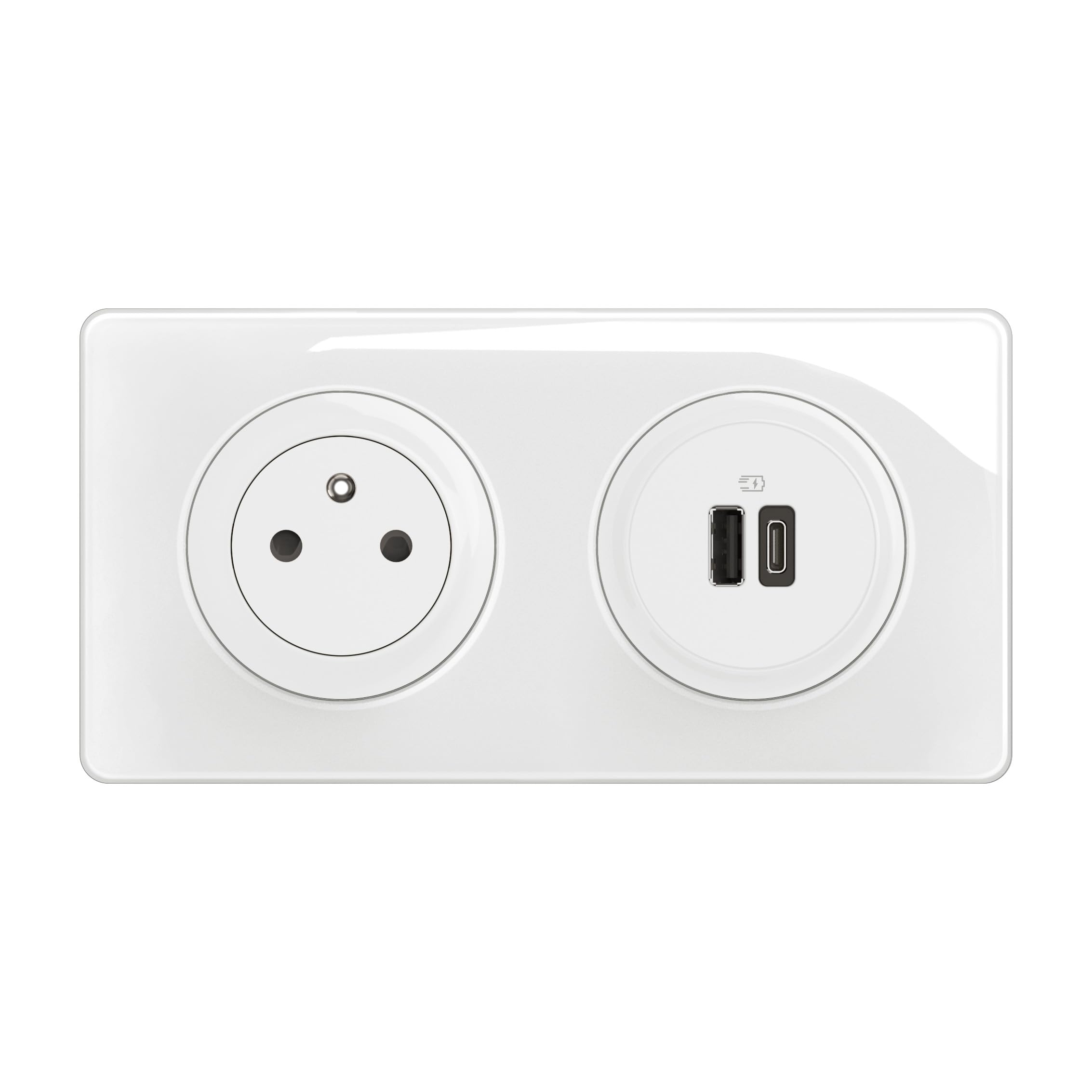 LEGRAND - Prise Electrique Murale Céliane Surface Confort + Double Chargeur USB Type A+C avec Plaque et Boîte à Encastrer - Prise Affleurante avec Socle Rétractable - Blanc