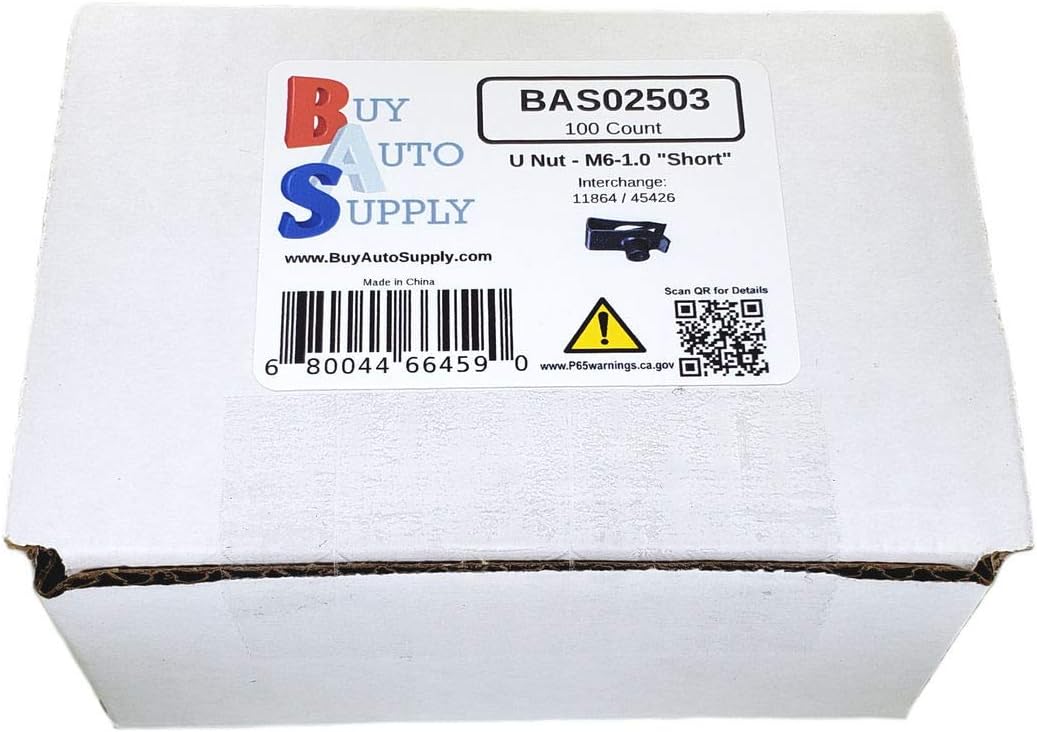 Buy Auto Supply # BAS02503 (100 Pack) Extruded U Nut M6-1.0 - "Short" - Fits 45426 / GM 1016937, 11503937 / Ford N623332-S2, N62332-S100