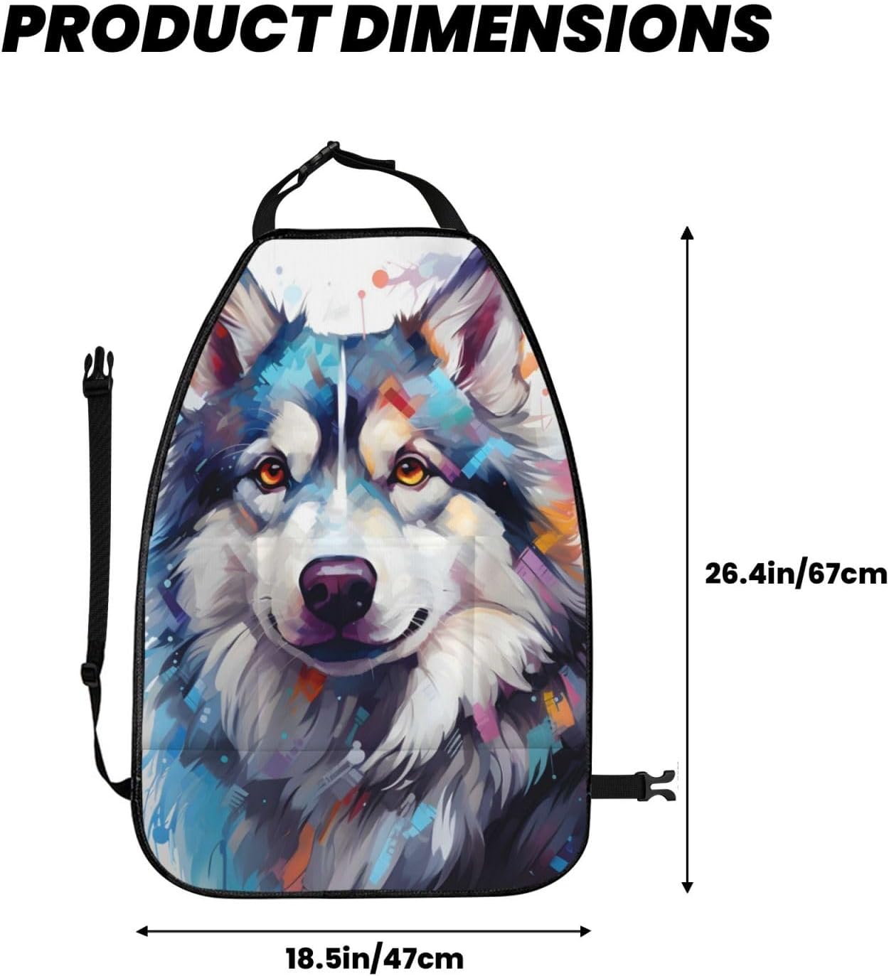 Car Seat Back Kick Protector 2 Pack 18.5x26.4 Inch, Watercolor Husky Anti-Kick Pad, Waterproof Oxford Fabric Large Rear Seat Cover for Kids Pets Fits SUV Jeep Truck Sedan