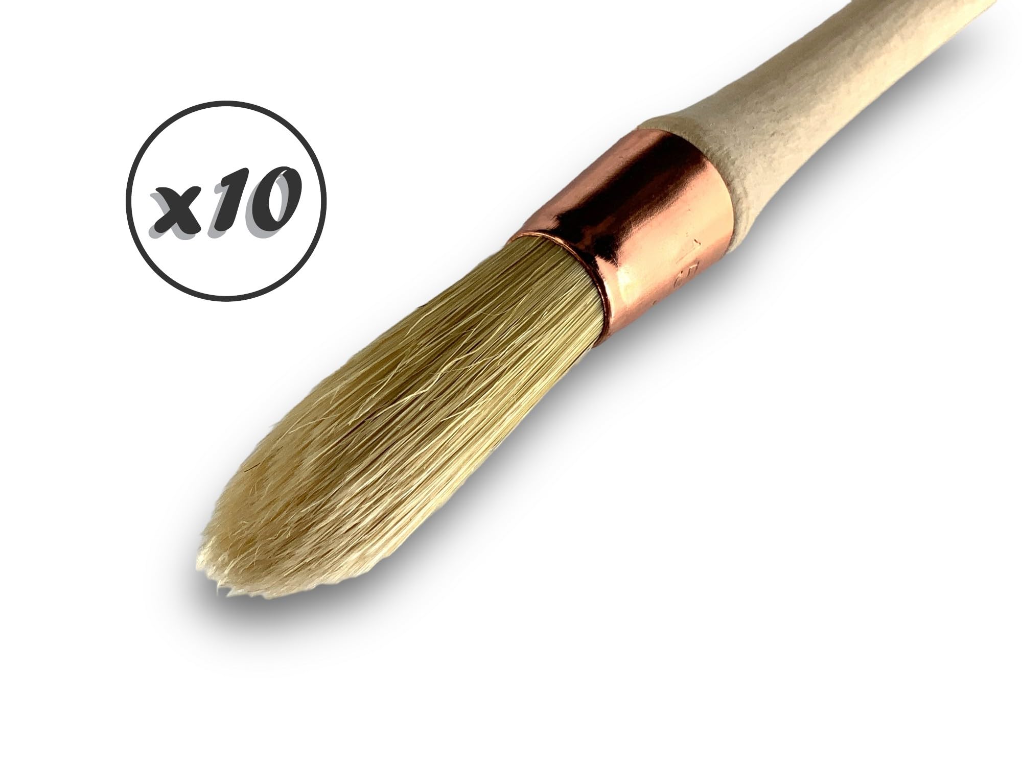 Kibros Lot 10 pinceaux de Pouce rechampir Soie Blanche Ø 15 mm