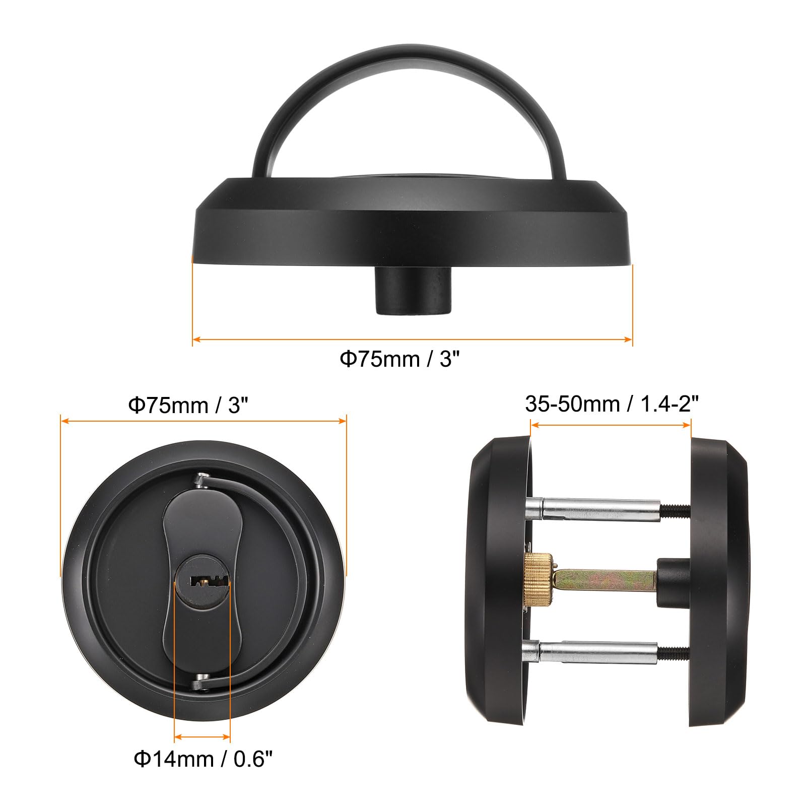 PATIKIL Stainless Steel Deadbolt Lock, Single Dead Bolt Locks Modern Round Dead Lock for Exterior Keyed Front Entry Door Pick Resistant Security, Black - Image 2