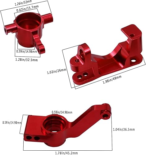 Miniatura 5 de HienoLelu Bloque de ruedas de aleación RC y bloques de dirección y cubos C Kit portadores de eje trozo para Traxxas 110 4WD Slash, Stampede, Rustler