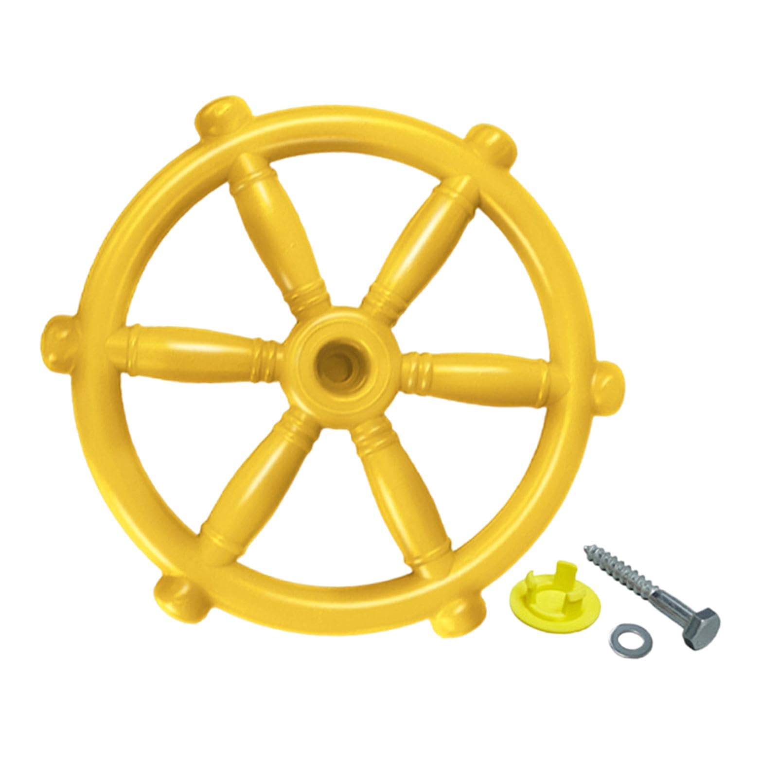 Fenteer Pirate Ship Wheel Toy Kids Steering Wheel Toy Play House Wheel Imaginative Cosplay Playground Accessories for Park Treehouse Playhouse Outdoor for Backyard Playset, yellow