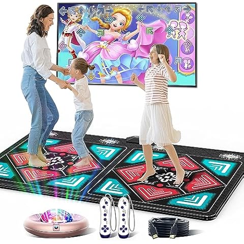 HAPHOM Dance Mat for Kids and Adults, Anti-Slip Wireless Electronic Dance Pad for TV, Wrinkle-Free, Soft & Cozy Playmat for Exercise & Games, Smart Camera & 2 Controllers, Gift idea(Classic Snowflake) Cover