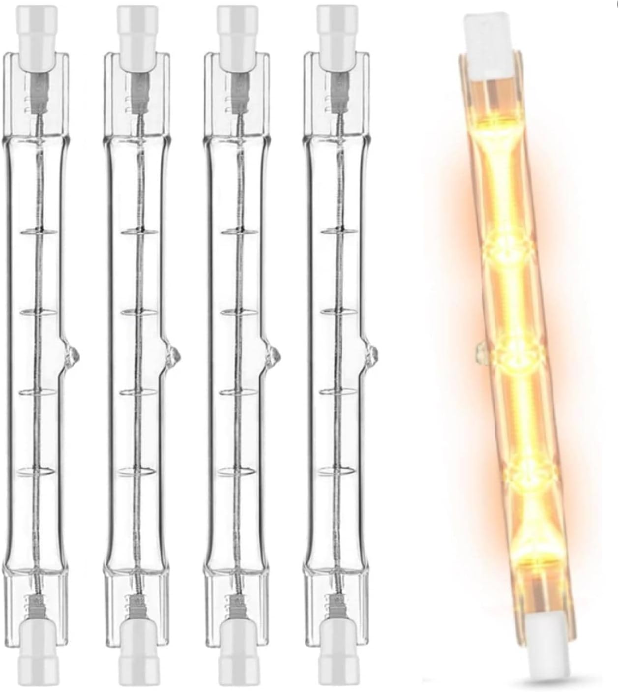 R7S Halogen Bulb 5-Pack, 125mm T3 Double-Ended, 500W/1000W, 2700K Warm White, 2000hrs Long Life - Perfect for Outdoor Floodlights & Indoor Decor 20PCS