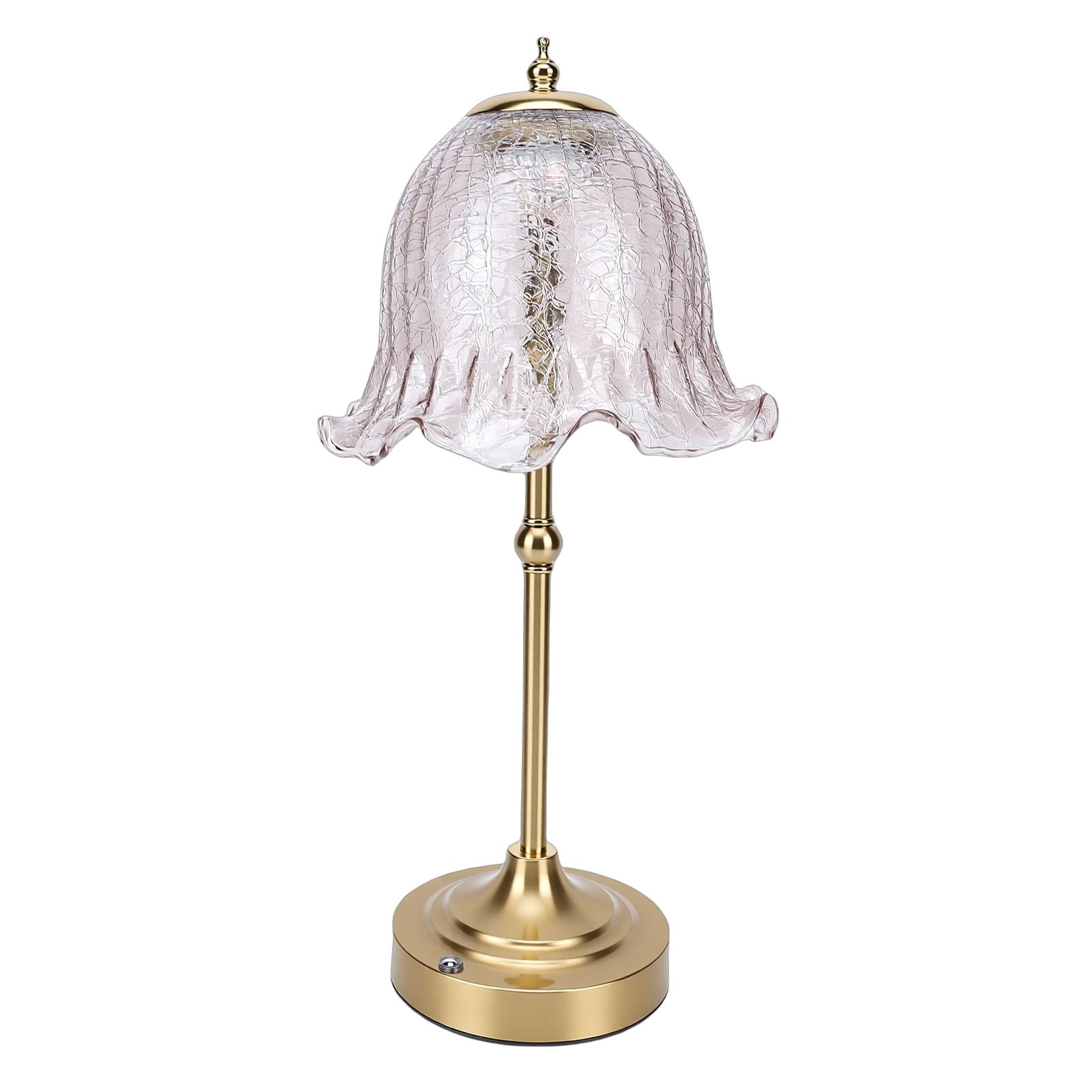 Hyuduo Lámpara de Mesa Inalámbrica, Pantalla de Cristal, Lámpara de Mesa Táctil Recargable con Diseño Elegante para Dormitorio y Sala de Estar
