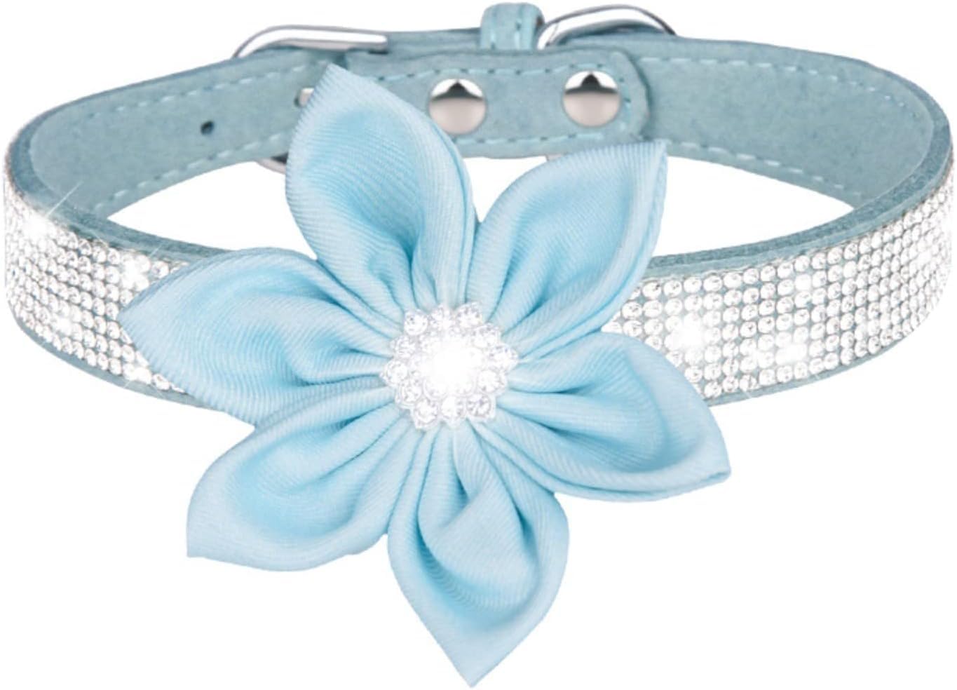 obroża dla zwierząt, Słodka dziewczyna Rhinestone obroża dla psa miękka kwiatowa szczeniaka odblaskowa spersonalizowana małych średnich dużych psów zwierzęta domowe(Pink,Large)