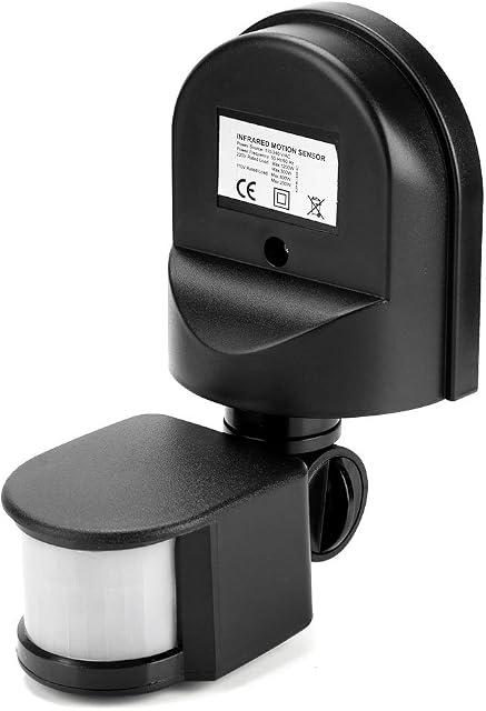Zunate  Infrared Sensor Switch, Infrared Motion Sensor 110V-240V Adjustable PIR Body Motion Infrared Sensor 10A Waterproof Detector Bulb Switch Black, IP44 Protection Level