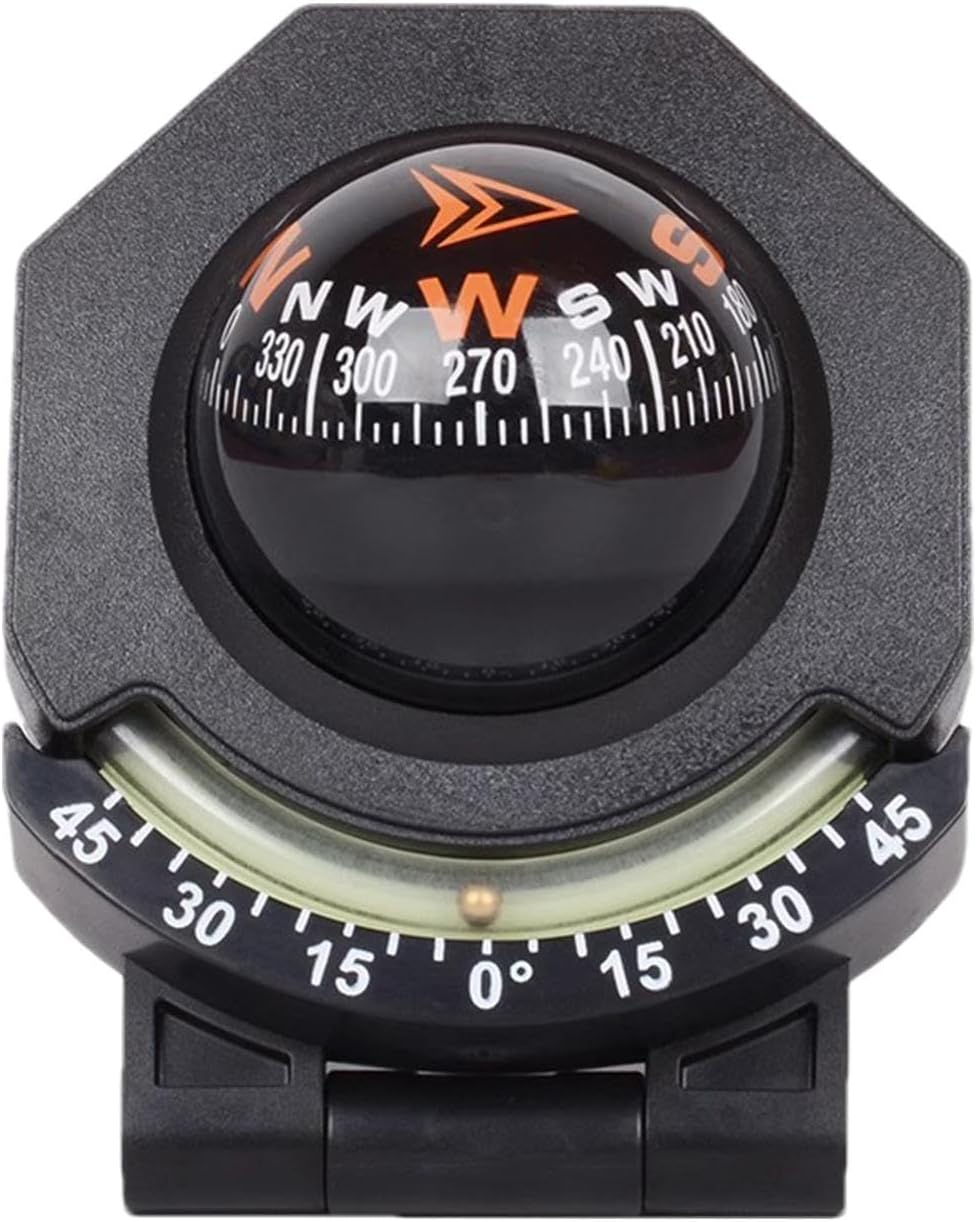 Dashboard Compass, High Precision Foldable Spherical Compass with Inclinometer, 2.79x2.48in 180-Degree Adjustable Outdoor, Ideal for Camping, Climbing, and Adventures