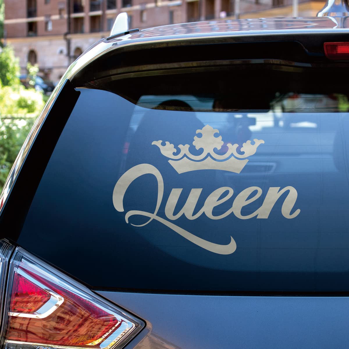 Queen Crown Decal Vinyl Sticker Car Laptop Window Style B Choose Size Color (20'' x 13.9" (50.8cm x 35.2cm), Silver)