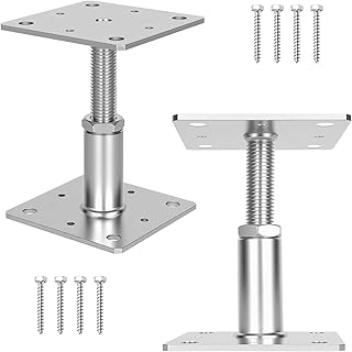 2x Höhenverstellbarer Pfostenträger | 110x110x150mm Silber | Feuerverzinkter Stützenfuß | Bodenplatte zum Aufschrauben für Carport, Pergola, Zaun