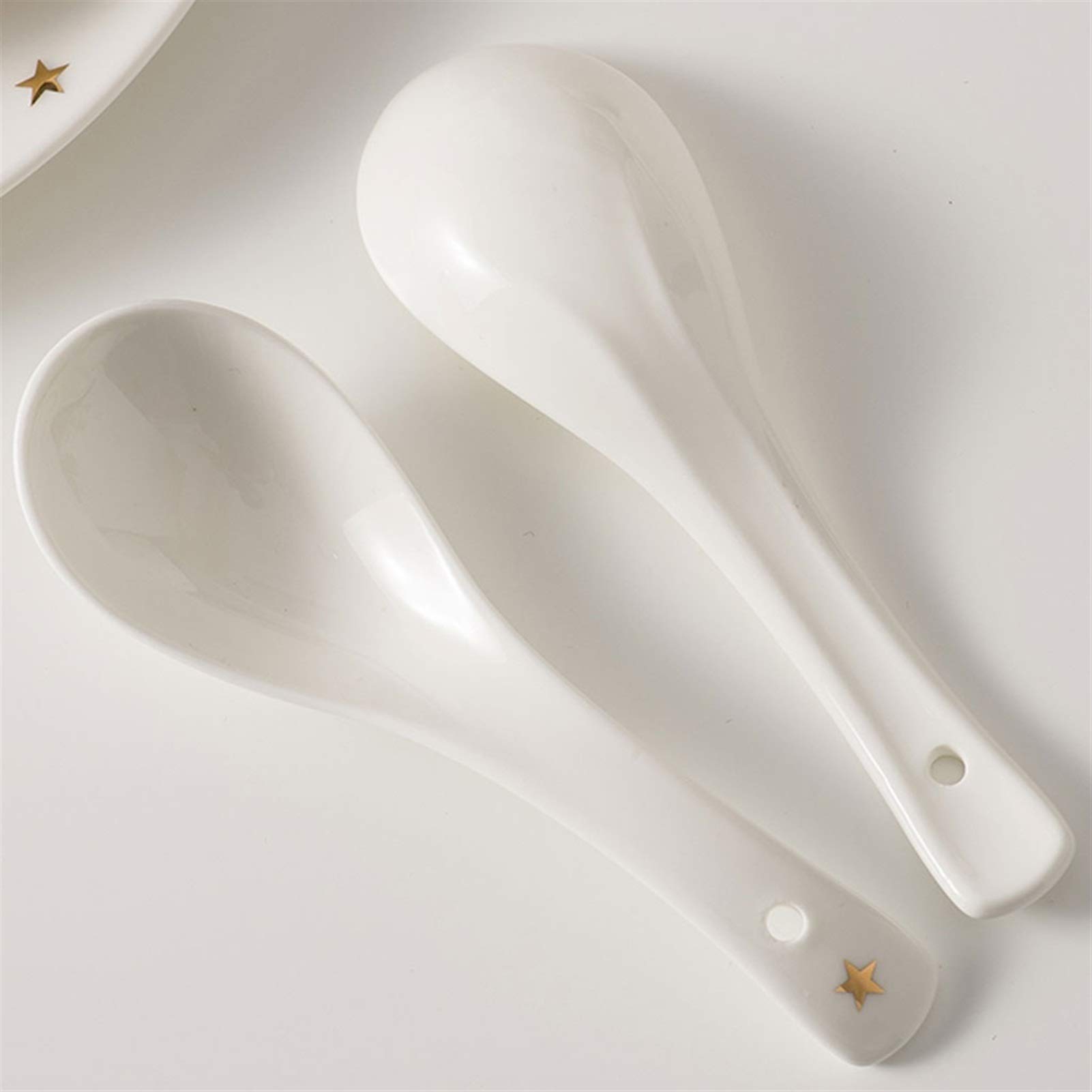 cuchara Can Ceramic Soup Spoon Set Cuchara de arroz Hogar 10 Piezas Cuchara de sopa de porcelana creativa 5,4 pulgadas de largo cuchara sopera